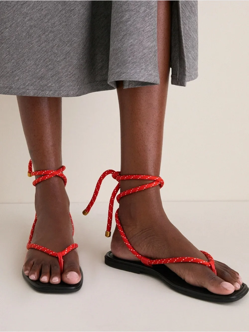Veronica Beard Flame Red Carmina Cord Sandals